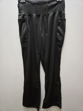 Black Flare Leggings Pants Womens Medium Drawstring Waist Pockets Unbranded